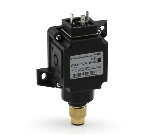 DSA1-S12W-2M1A - Vogel / SKF Pressure switch DSA1 - Switching direction: S - Electrical connection: middle - 12 bar - DIN plug - Push-in connector