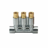 343-400-11100-ZZ-V - Vogel / SKF MonoFlex Pre-lubrication distributor 343 - For Oil - Outlets: 3 - 3 x 0,01-0,16 cm³ - Zinc die cast - Elastomer: NBR - 45 bar - Solderless pipe fitting